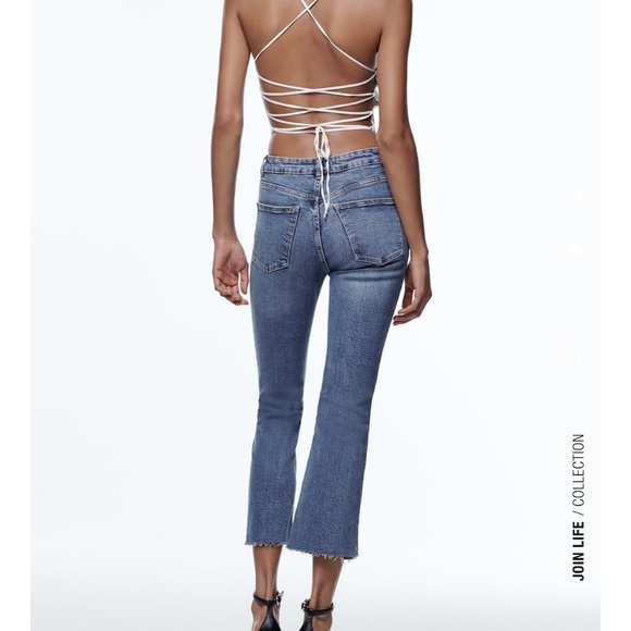 Zara Blue Cropped Flare Jean size 0 NWT - Picture 2 of 7
